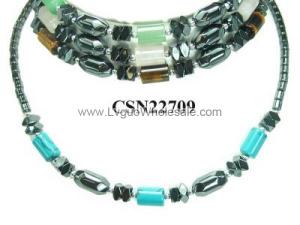 Semi precious Stone Hematite Beads Chain Choker Fashion Women Necklace